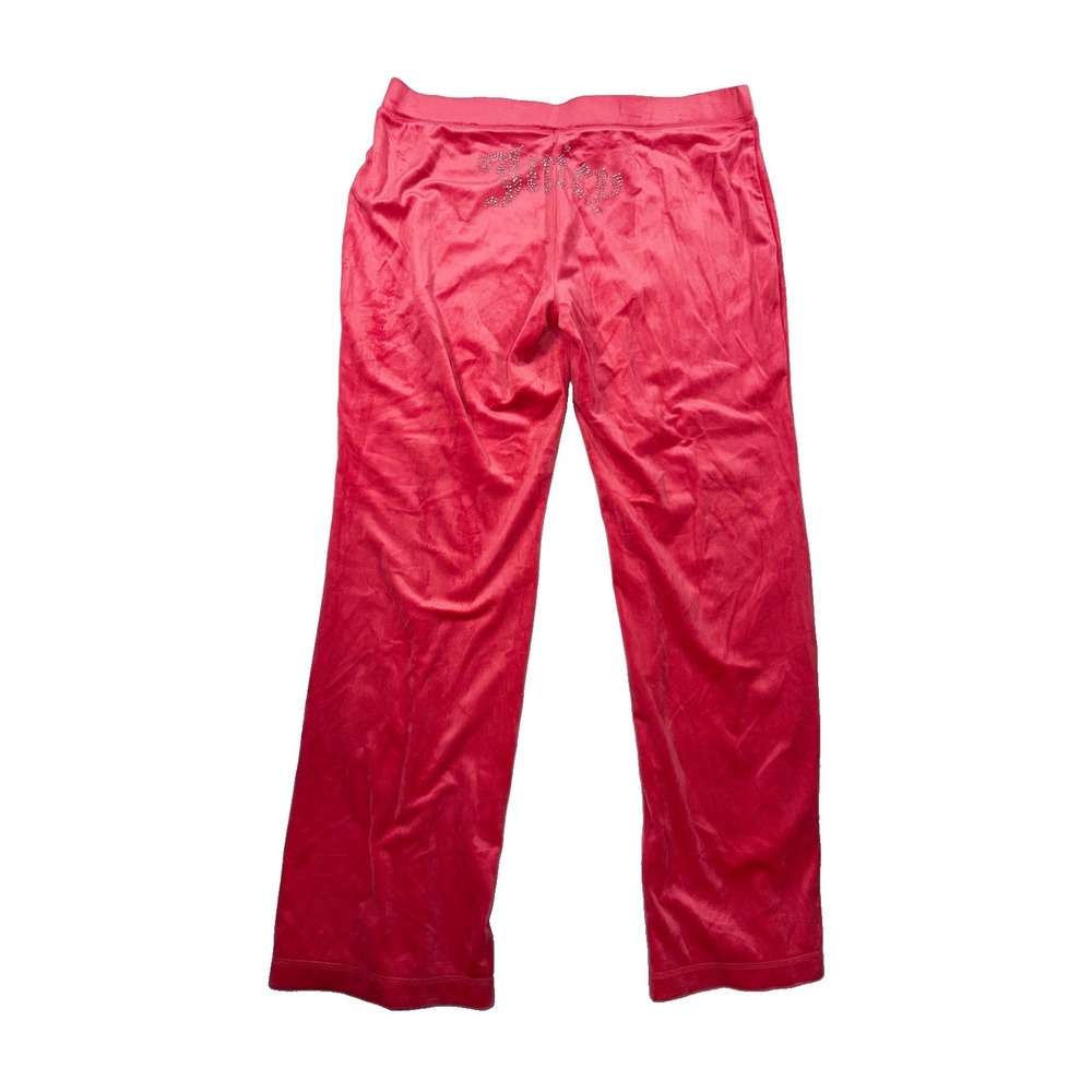 Juicy Couture Hot Pink Velour Track Bling Logo Pants Size XL Stretch Soft